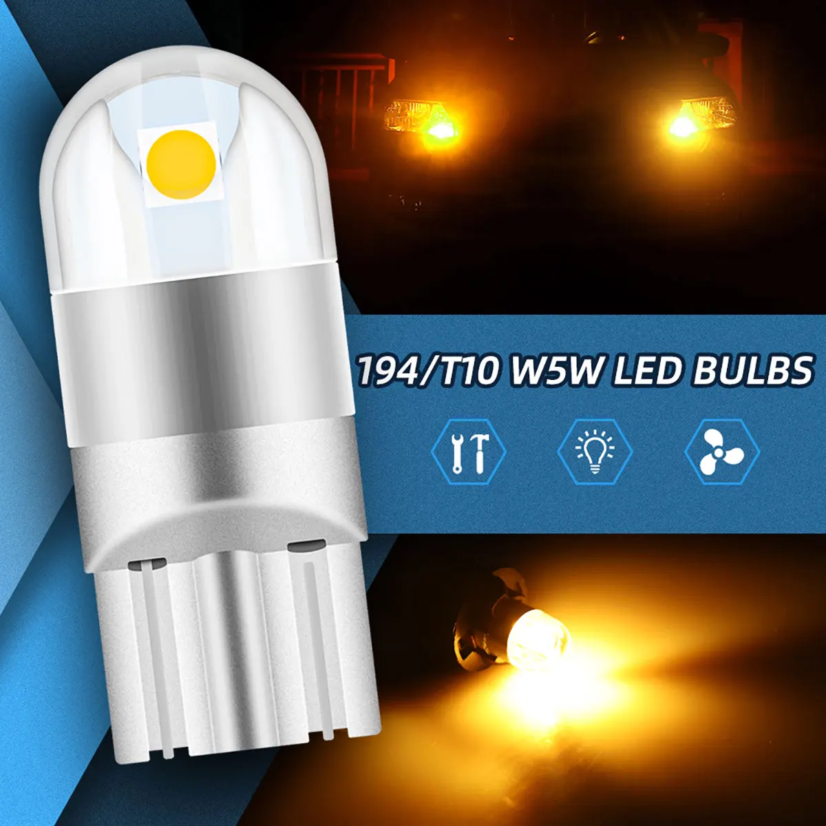 

10/20 PCS TI0 W5W 194 Car Canbus LED Indicator Lights 12V IP65 Reading Interior Light 3030 2SMD Chips Luggage Compartment Lights
