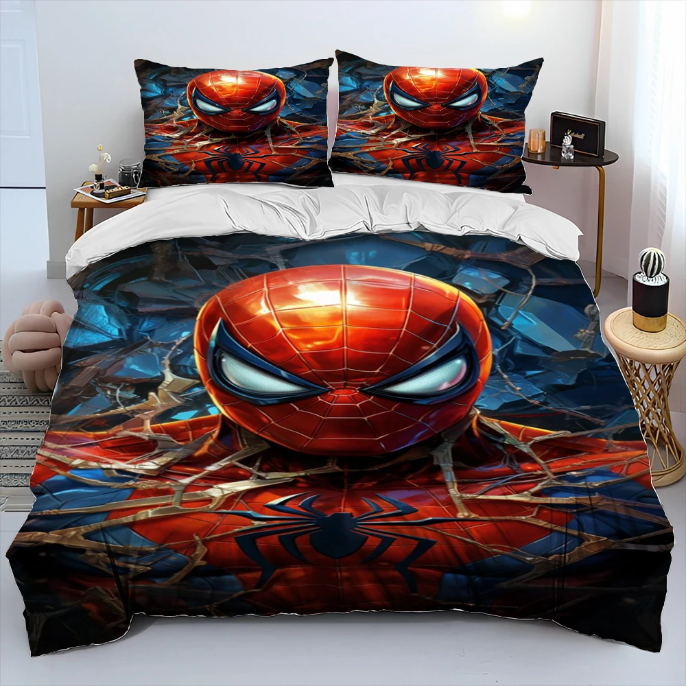 23 Style Spider Man Cartoon Marvel Comforter Bedding Set,Duvet Cover Bed Set Quilt Cover Pillowcase,Queen Bedding Set Adult Kids