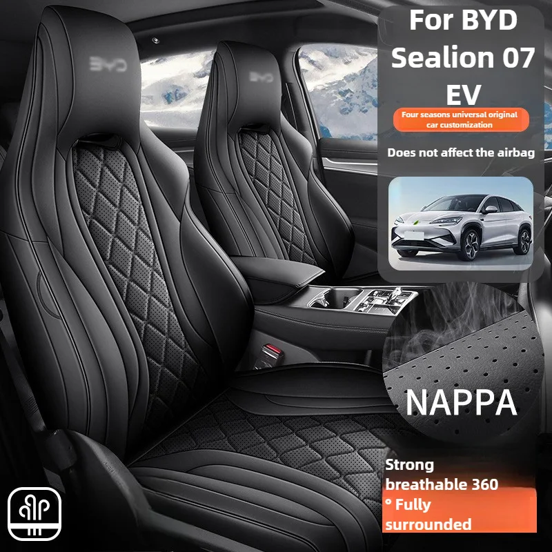 Custom Fit Car Special Seat Cover 5 seat For BYD SEALION 7 2024 -2026 Car Seat Cover Full Set Top Quality Leather