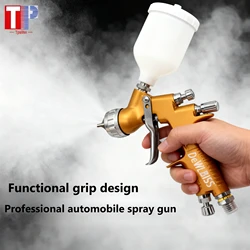 Tpaitlss Spray Gun G T Pro Painting Gun TE20/T110 1.3mm/1.8mm Nozzle Glod With Mixing Cup Water Based Air Spray Gun Airbrush