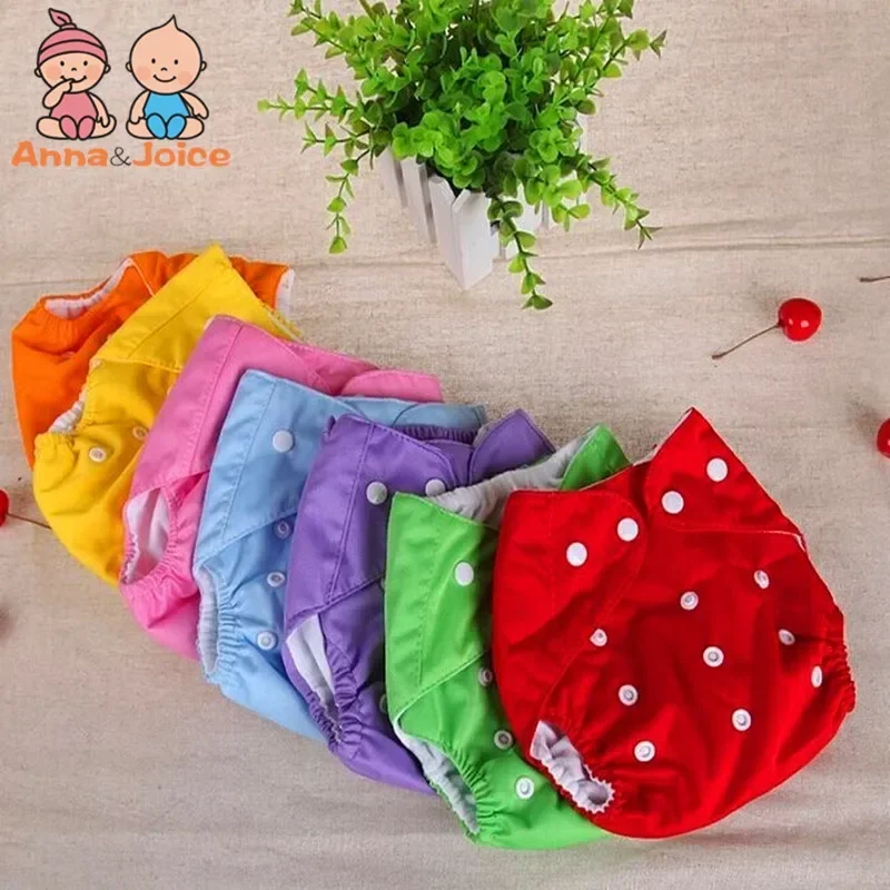 Couche-culotte taille unique ajustable pour bébé, 7 pièces/lot, culotte lavable trempée 8-15kg