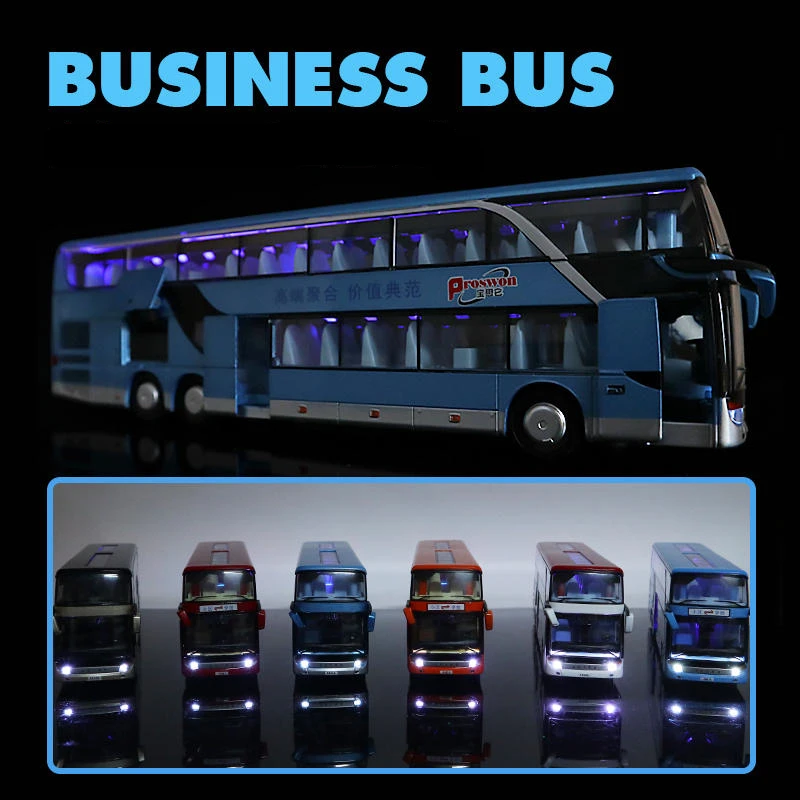 Alloy Double Decker Electric Tourist Traffic Bus Model Diecasts Metal City Passenger Car Bus Model Sound and Light Kids Toy Gift