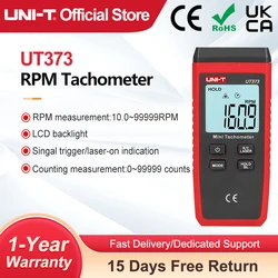 UNI-T Mini Digital Laser Tachometer UT373 Non-Contact Tachometer RPM Range 10-99999RPM Tachometer Odometer Backlight