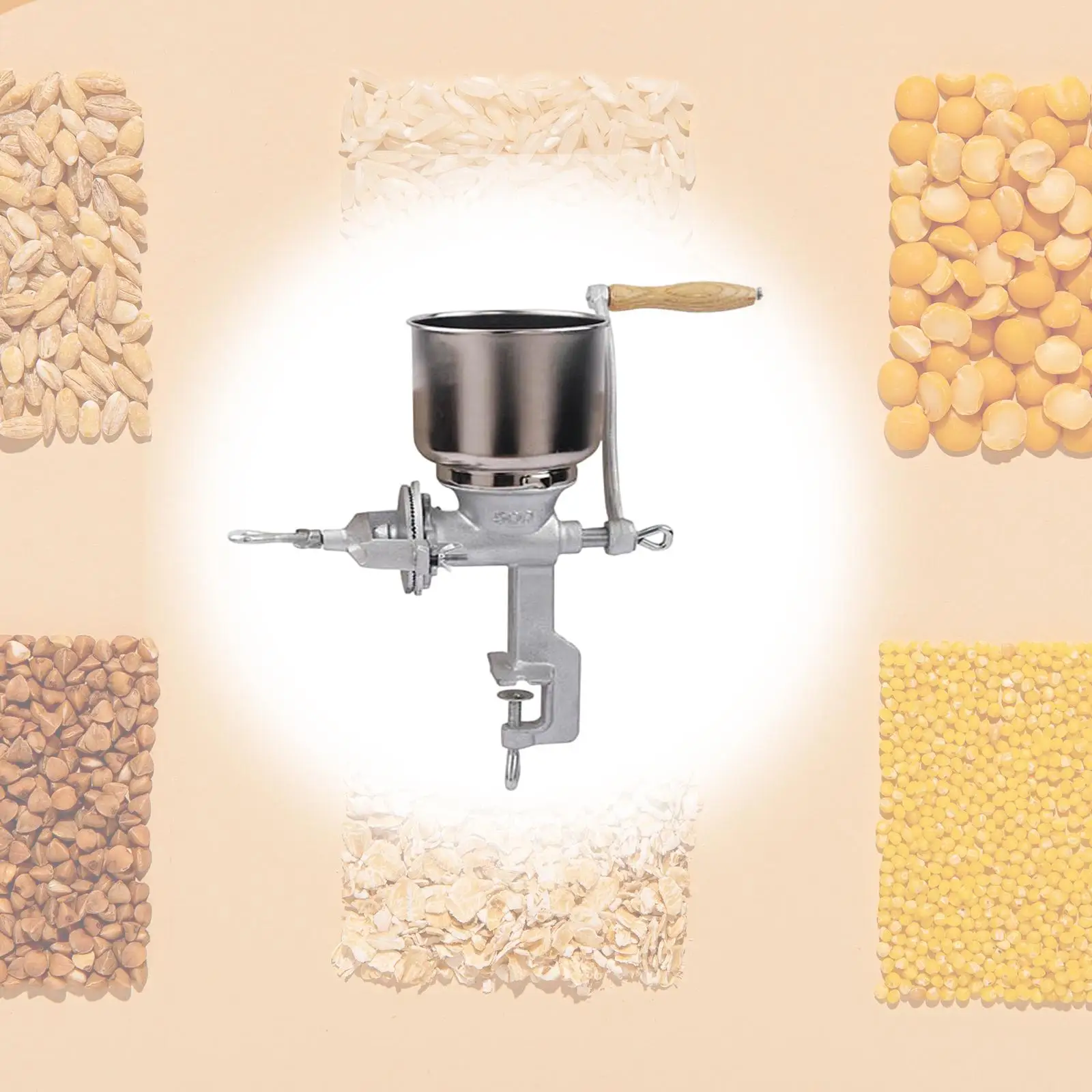 Hand Crank Grain Mill Chickpeas Table Clamp Bean Barley Wheat Oats Corn Mill Machine Coffee Beans Grinding Domestic Use