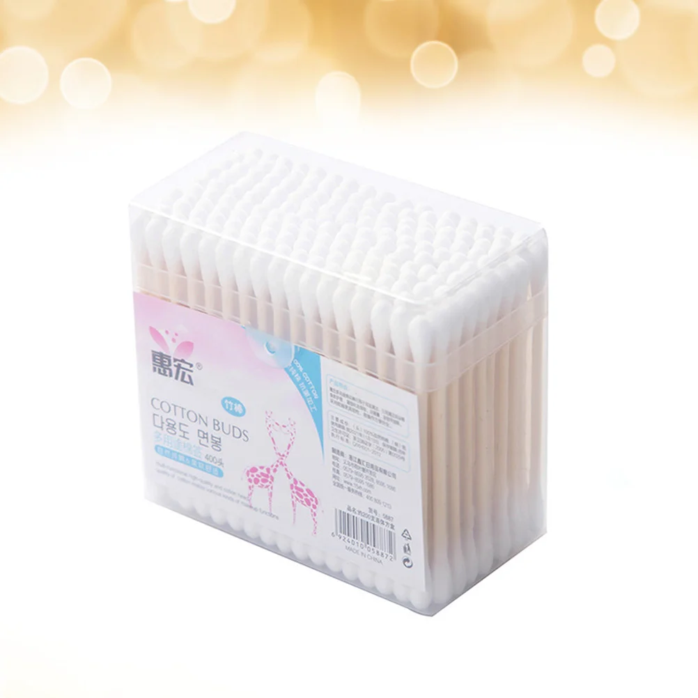 200 Pcs Non-fluorescent Cotton Swabs Disposable Sticks Non-irritating Bamboo Wooden Multifunction Makeup Tool