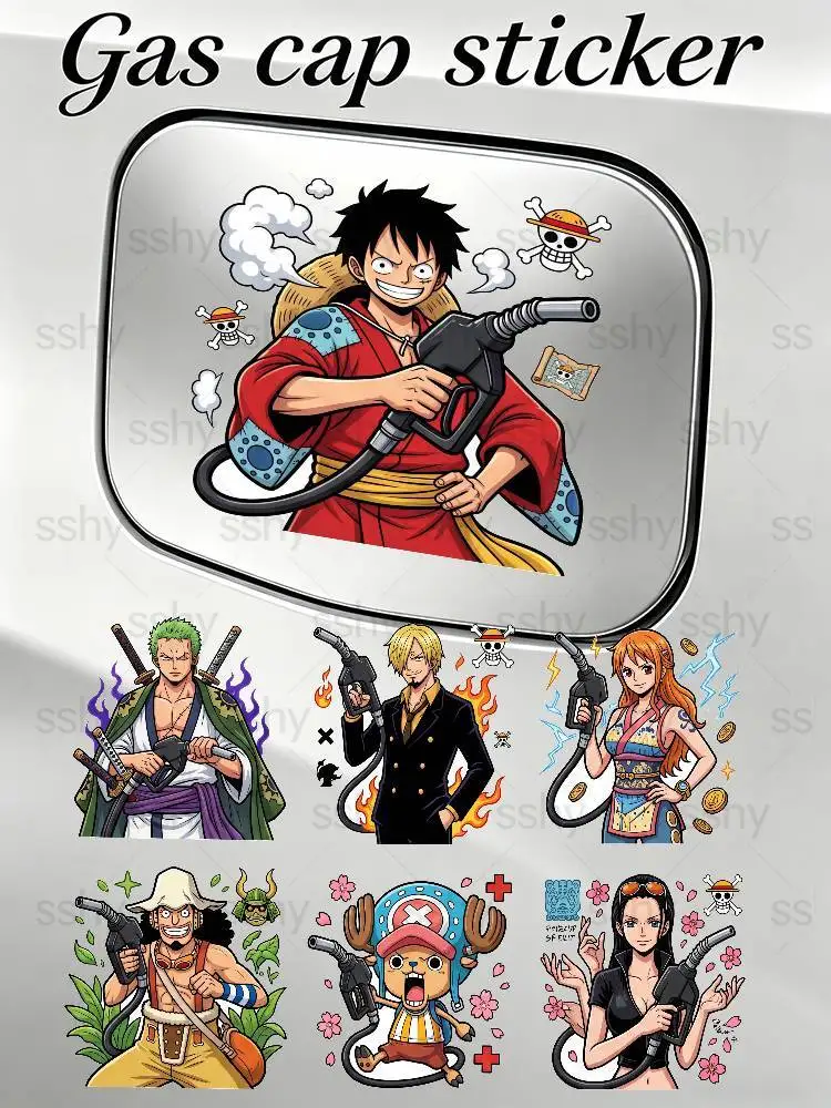 ANIME ONE PIECE LUFFY ZORO Universal Fuel Cap Sticker Car Exterior Decorative Decal Waterproof Sticker