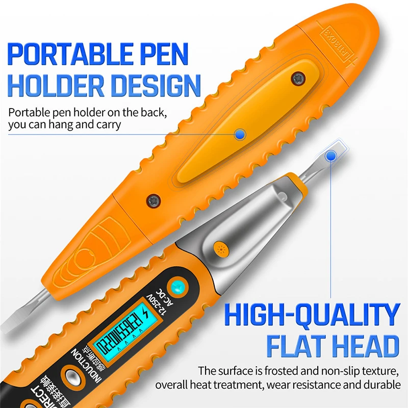 Matita di prova digitale con Display LCD penna di prova di tensione AC/DC multifunzione Tester di tensione della luce a LED cacciavite elettrico