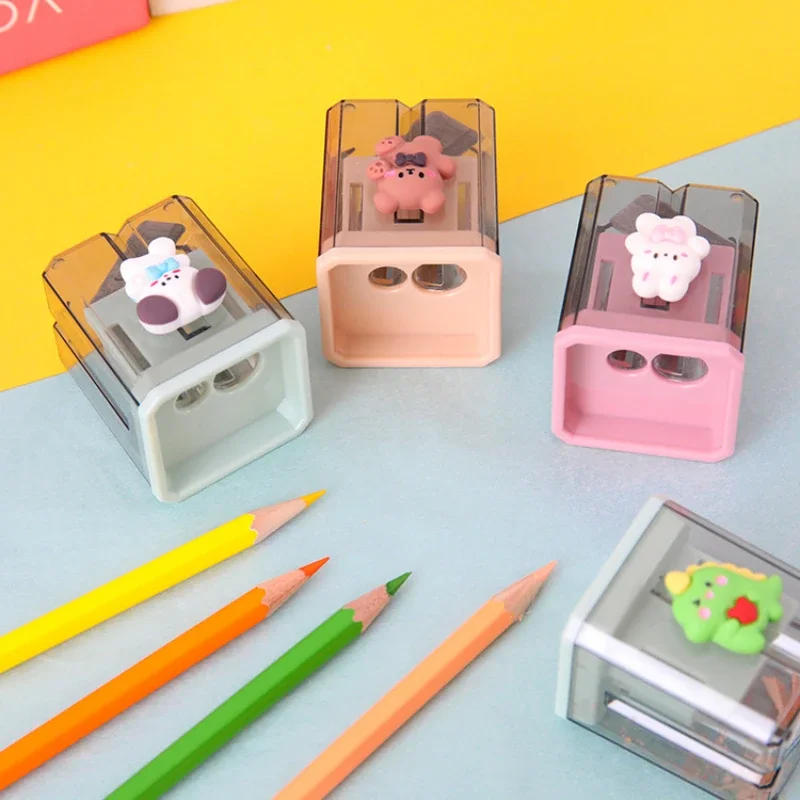 HEYEJET Mini Cute Cartoon Two Hole Sharpener Pencil Kawaii Stationery Sharpener Student Supplies Back To School