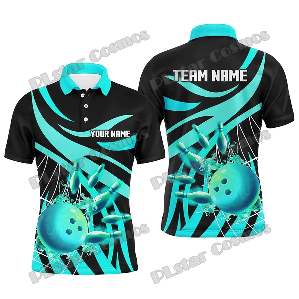 Spiderweb Bowling Ball And Pins Team League Customized Name 3D Printed Men's Polo Shirt Summer Unisex Casual Polo shirt WK236
