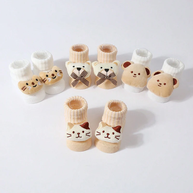 New Baby Socks Kids Cartoon Cute Girls Spring and Autumn Knitted Cotton Mid Length 3D Doll Animal Infant Socks 0-6 Months