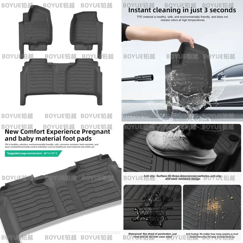 Custom Fit TPE Car Floor Mats for 19-24 GMC Sierra All Weather Heavy Duty Waterproof Liners Interior Accessories Protection