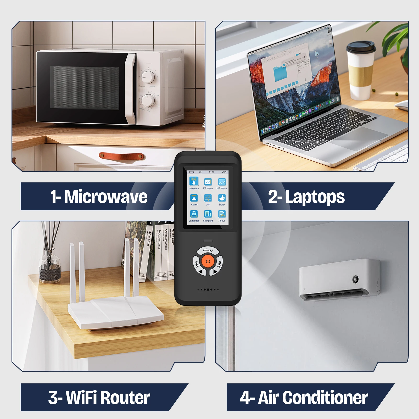 EMF Meter, Upgrade 3-in-1 Rechargeable Electromagnetic Field Radiation Detector for EF RF MF EMF Inspections and Ghost Hunting