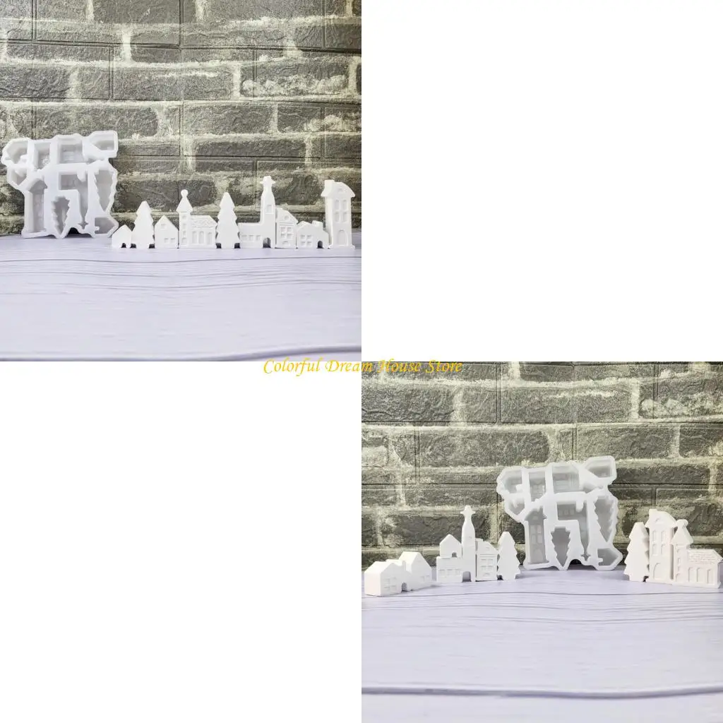 

J7JB Silicone Crafting Mold Small House Ornaments Moulds for Home Decors