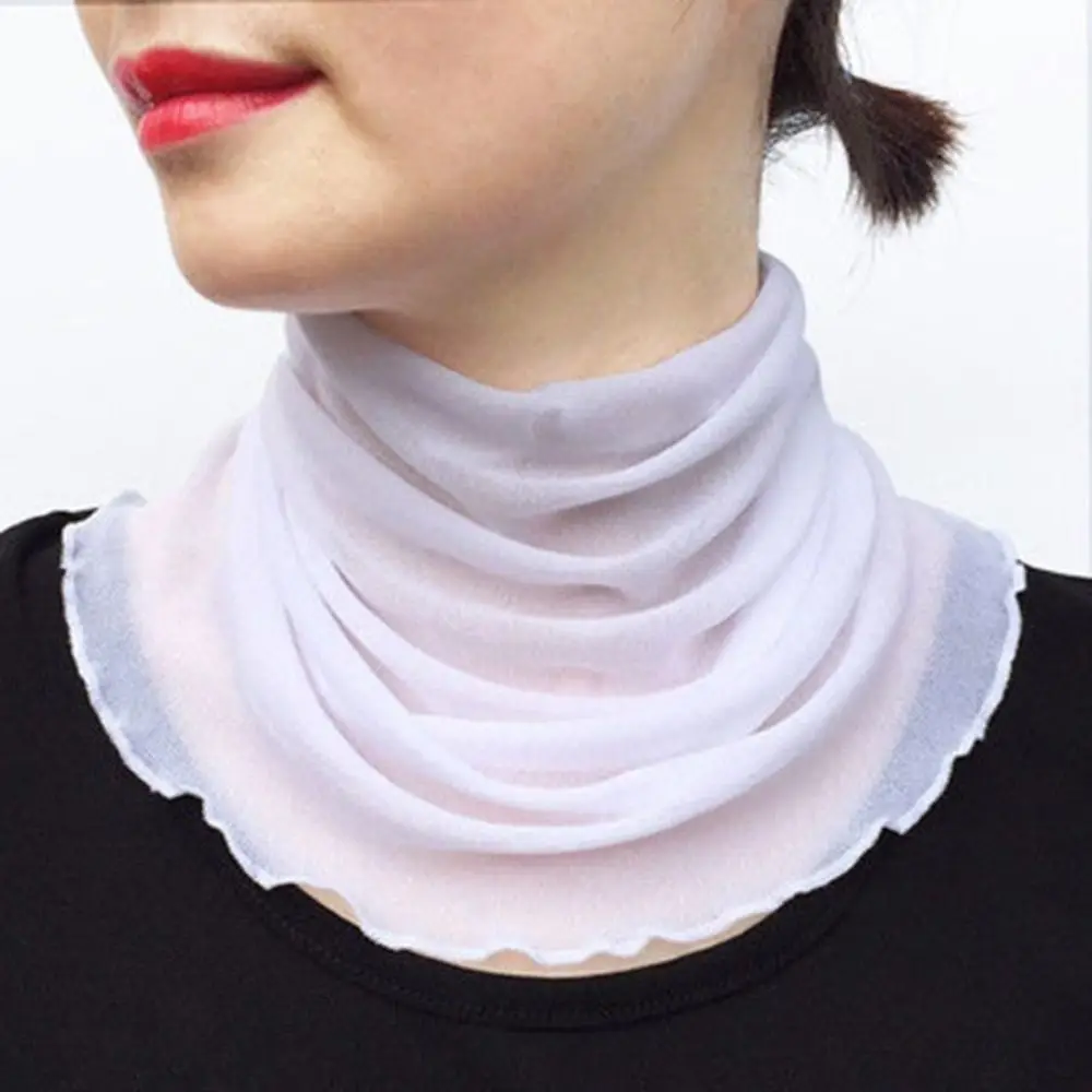 Bufanda de seda de poliéster para mujer, cuello falso suave, transpirable, protector de cuello de alta elasticidad, Moda de Primavera