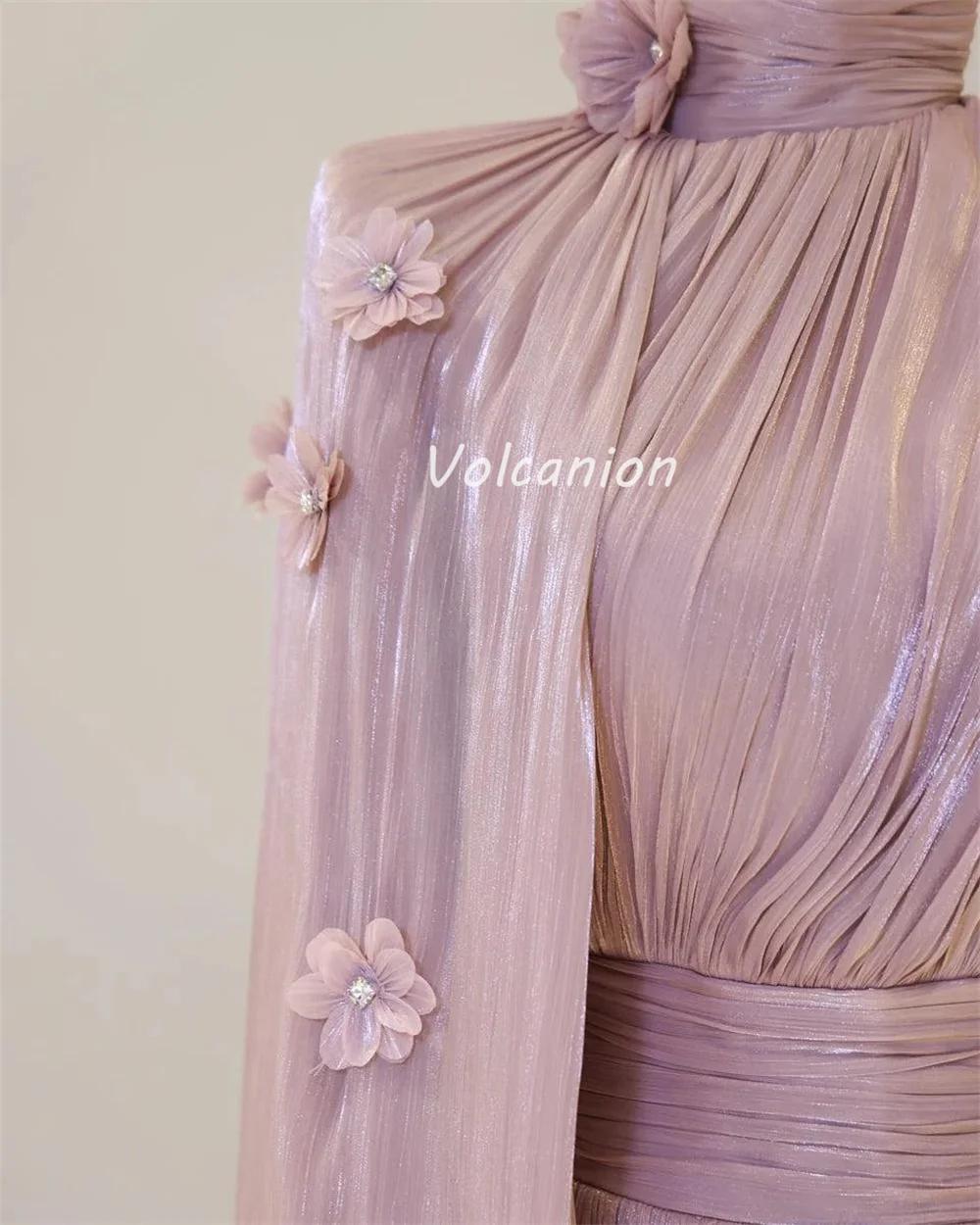 Customized Formal Classic Chiffon Flower Rhinestone Straight High Collar Long Dresses Bespoke Occasion Dresses Elegant Retro
