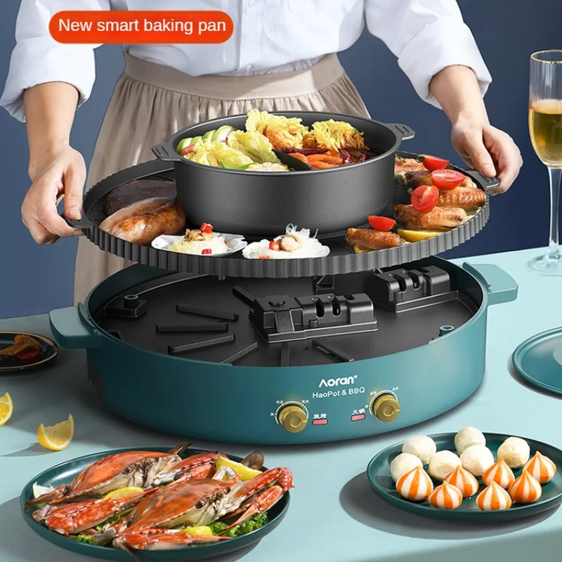 Hot Pot Electric Grill Kitchen Baking Pan Shabu Broiler Rotisserie Bistecchiera Elettrica Parrilla Electrica гриль электрический