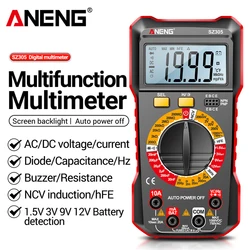 Aneng Sz305-プロフェッショナルマルチメータ,1999カウント/DC電圧計,コンデンサー,電気技師のツール