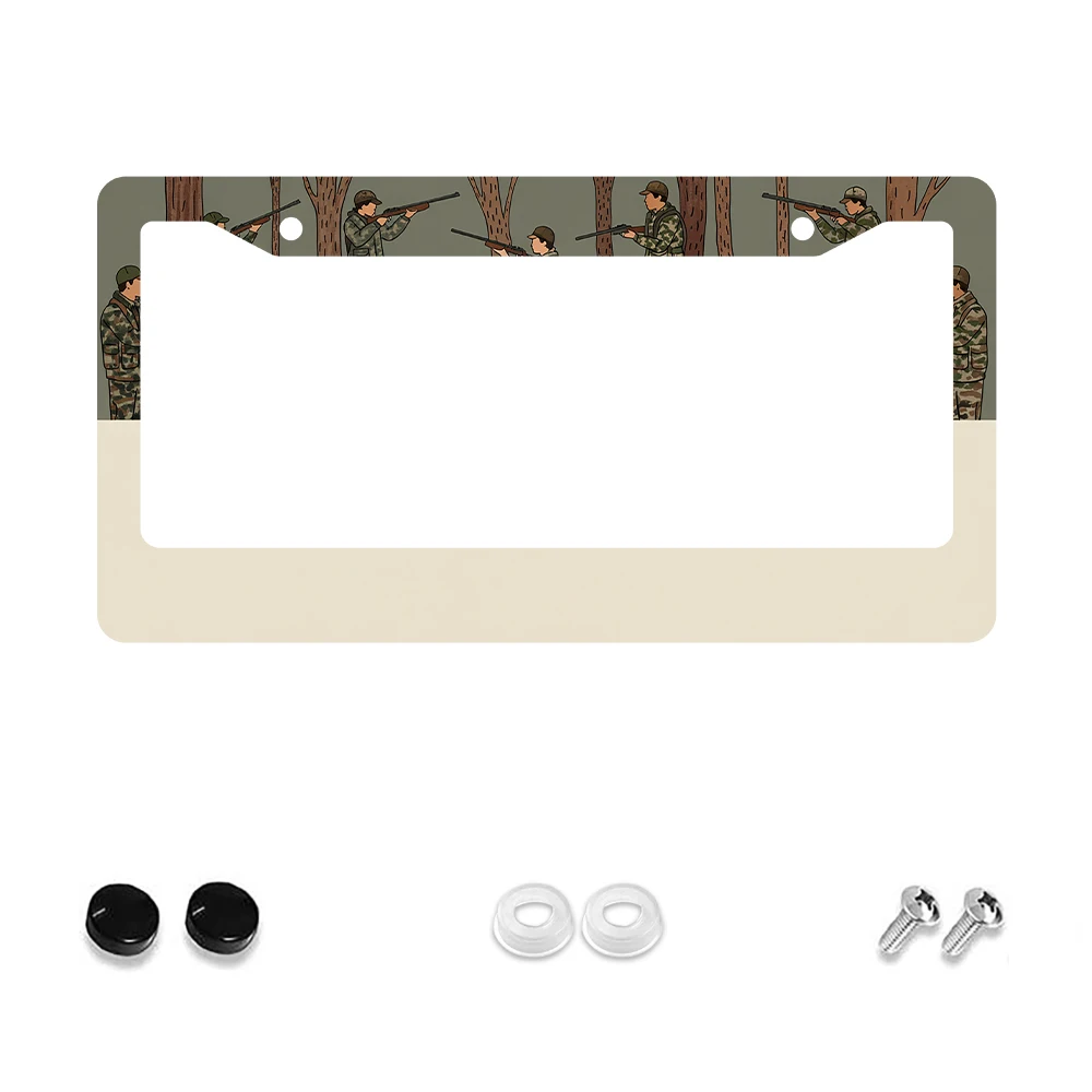 

Рамка номерного знака с 2 отверстиями камуфляжного цвета и рисунком охотничьего сцены, алюминиевый материал, 6x12 дюймов, включает винт