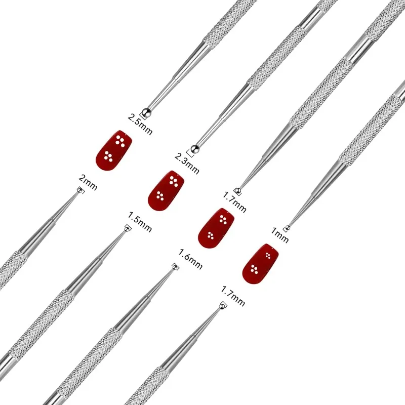 4 pz/Set Nail Art punteggiatura strumenti Stailess Steel UV Gel Liner Polish Brush doppie estremità punteggiatura disegno pittura Set di penne di cristallo