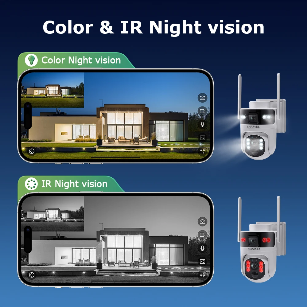 SHIWOJIA 8MP AOV 4G SIM Solar Battery PTZ Camera Security WIFI Camera Dual Lens Video Recording PIR Detection Surveillance CCTV