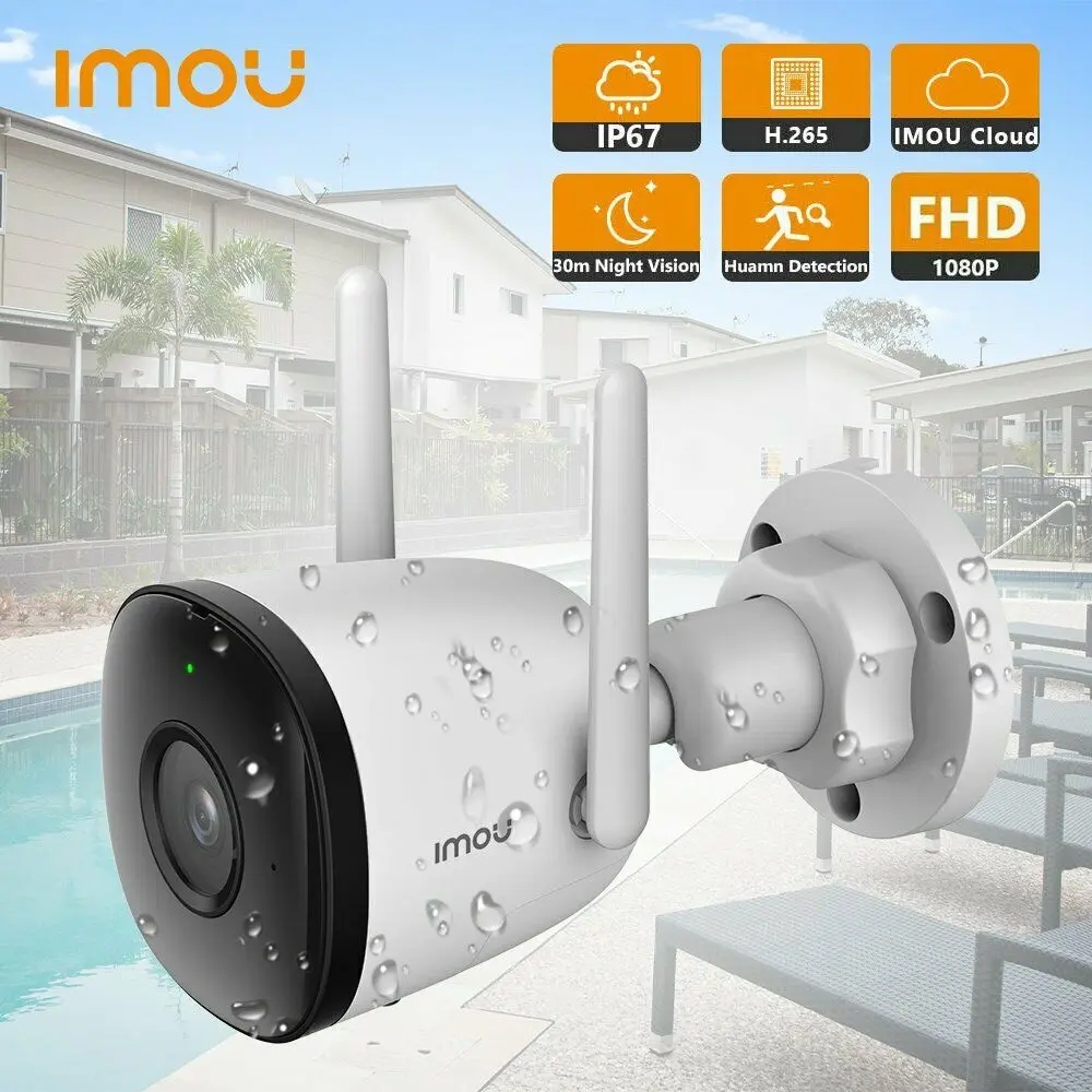 IMOU Bullet 2C 2MP 3.6MM1080P Full HD Video Wi-Fi Human Detection IP67 UP TO 256GB Weatherproof Supports NVR