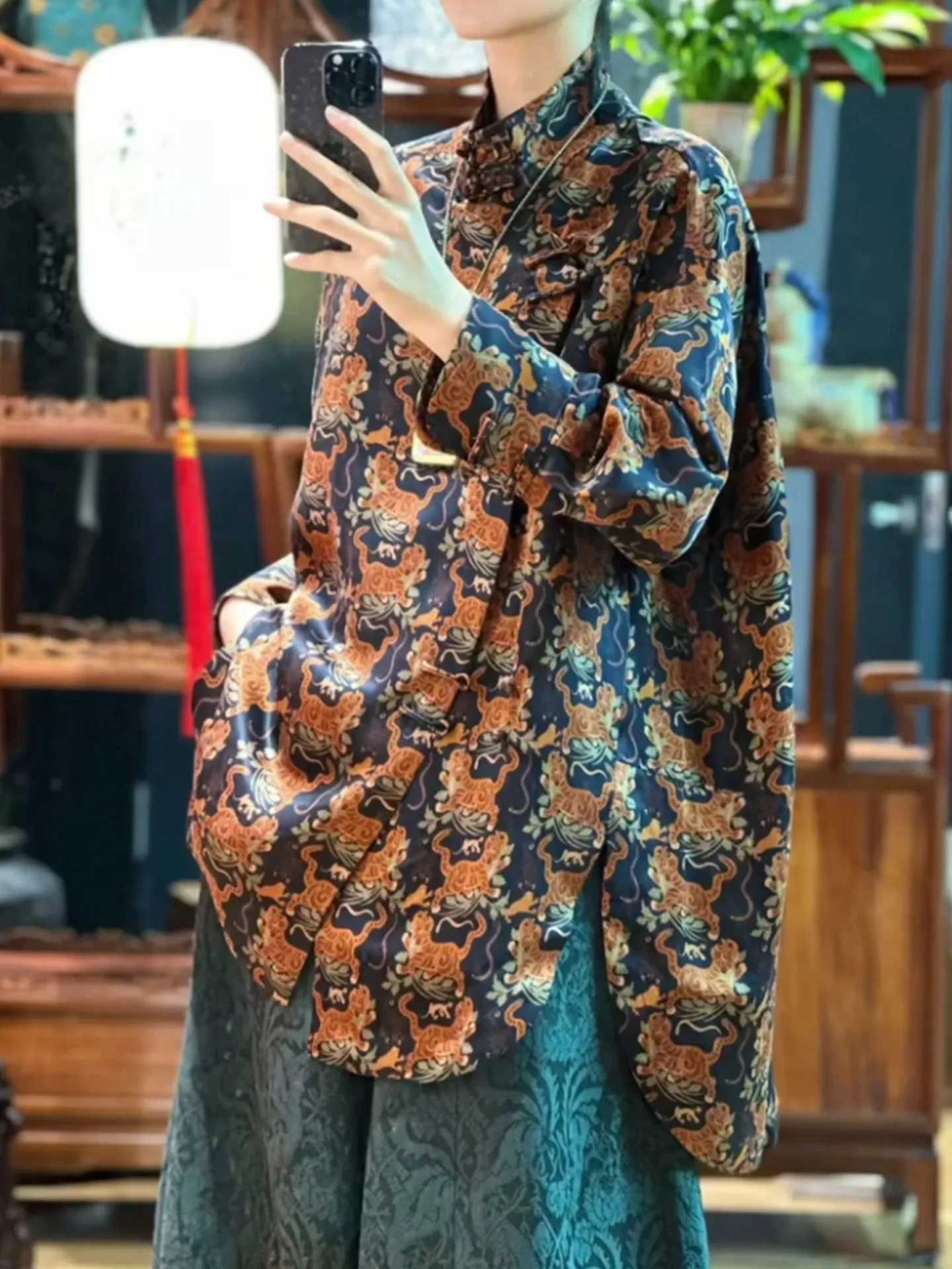 

New Chinese Sle Floral Print irt Women's Spring 2026 Stand Collar Button up Top High End Feeling Ele Beautiful