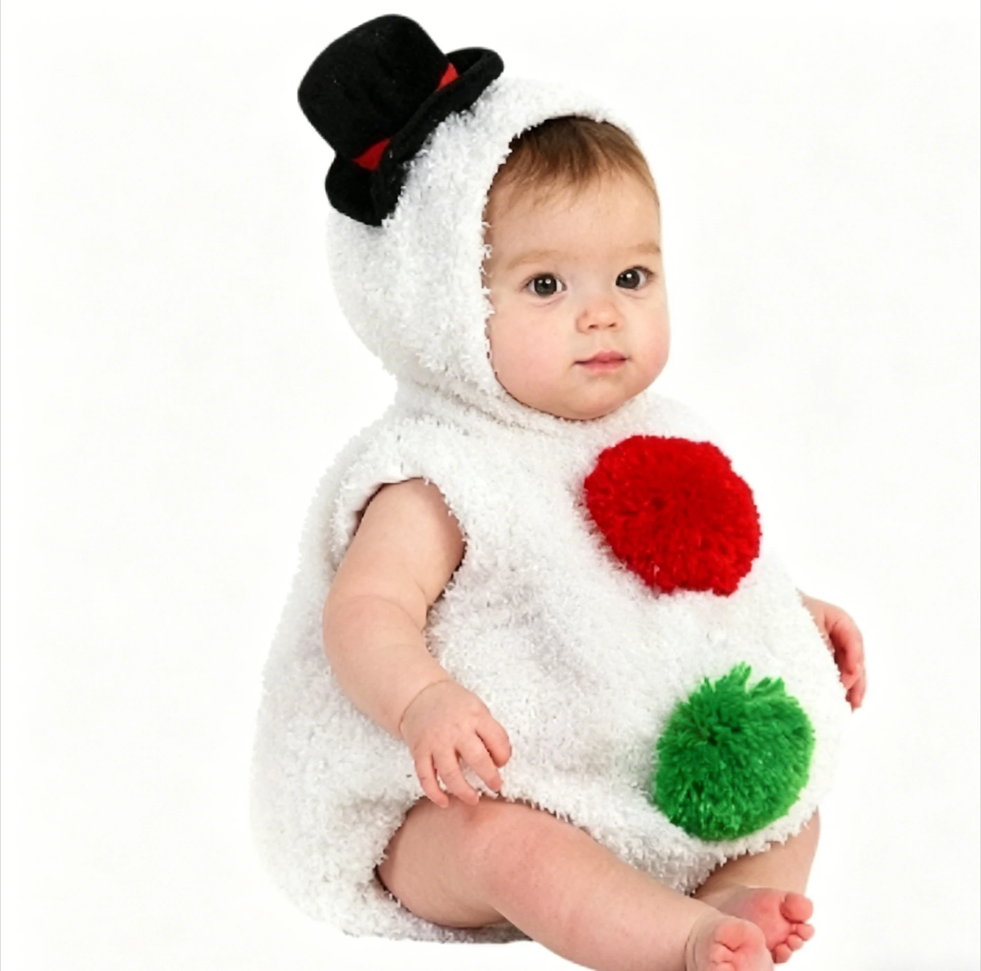 Baby Rompers Christmas Clothes Boys and Girls Lovely Snow Doll Jumpsuit Hooded Plush Autumn and Winter Baby Clothes