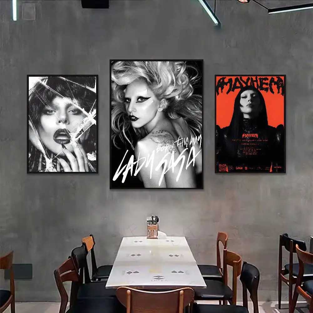 Popular Singer L-lady G-gaga Mayhem Poster art sticky wall waterproof home living room bar aesthetic decoration