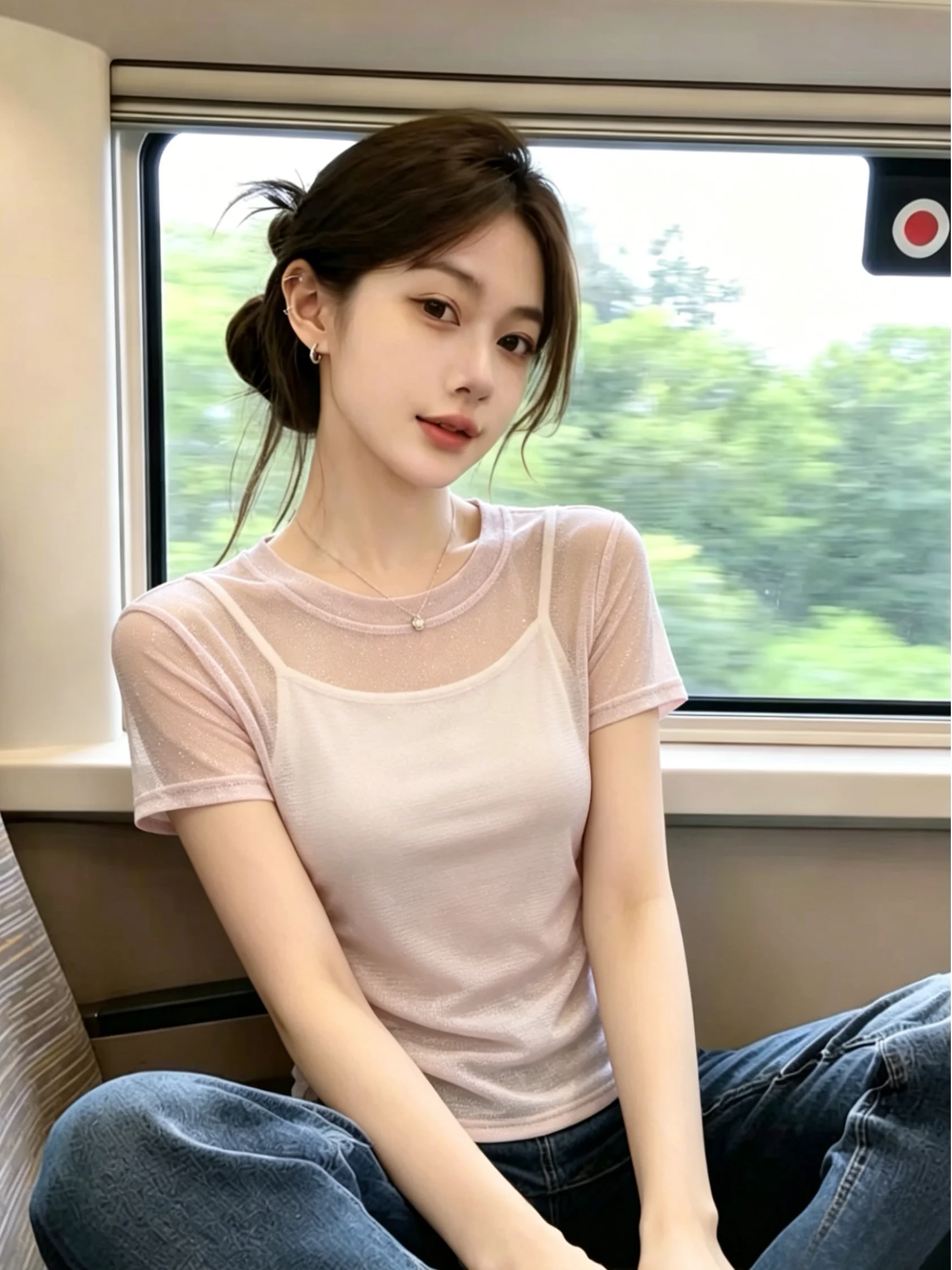 

Sweet Style Short Sleeve T-Shirt Women's Summer New Self-kept Lace Splicing Mesh Top Breathable Korean Version Straight Cut