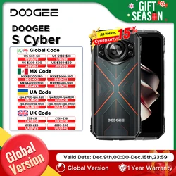 Прочный телефон DOOGEE S Cyber, 6,58 дюйма, 90 Гц, IPS-дисплей, восьмиядерный процессор, 8 ГБ ОЗУ, 256 ГБ ПЗУ, 50 МП, основная камера AI, Android 14, аккумулятор 10800 мАч