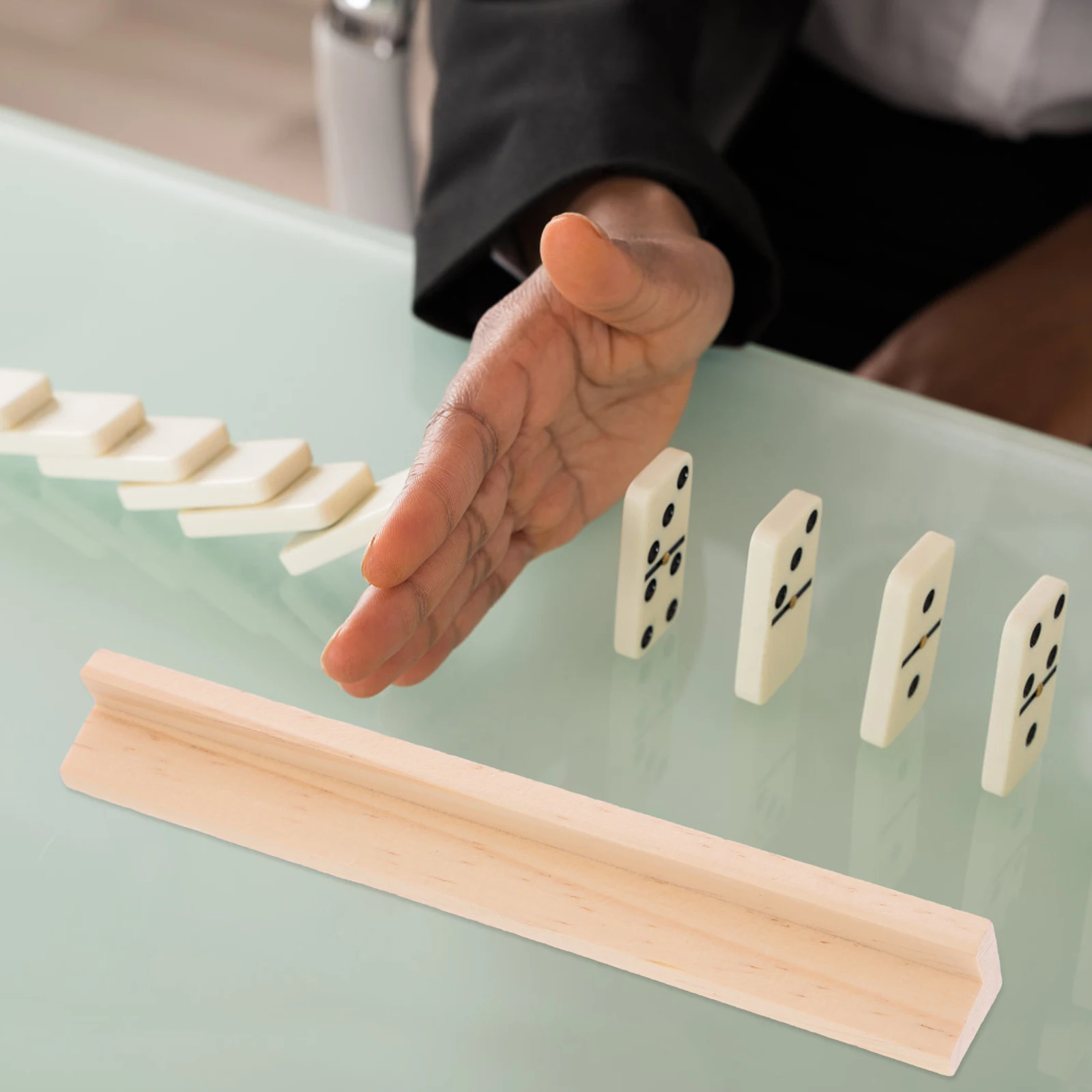 8 Stuks 19 Cm Houten Letter Ornamenten Domino Rack Houders Speelkaart Lade Speelgoed Kaarten Basis Desktop Domino Rekken Houten weergave