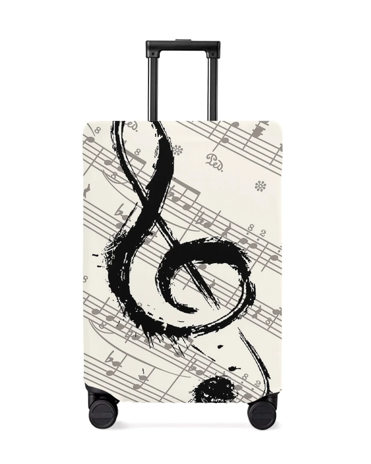 Music Notes Sheet Vintage Travel Luggage Protective Cover for Travel Accessories Suitcase Elastic Dust Case Protect Sleeve