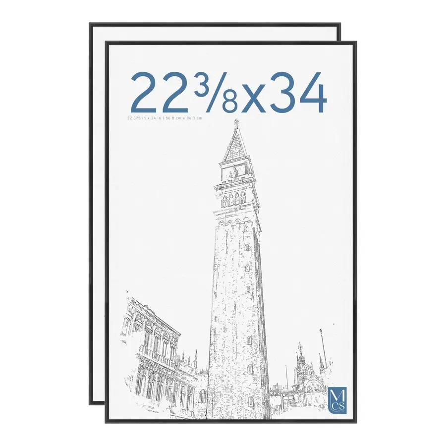 Marco para Póster Original 22.375x34 Negro Ligero Vertical y Horizontal para Colgar en la Pared, Marco Grande para Pósters, Arte