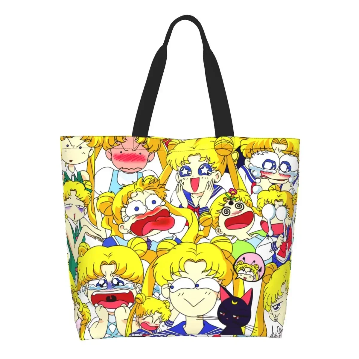 Japanese Shojo Sailor Tote Bag Anime Moon Girl Women Shoulder Handbag For Reusable Shopping Bag Outdoor School Shoulder Bag