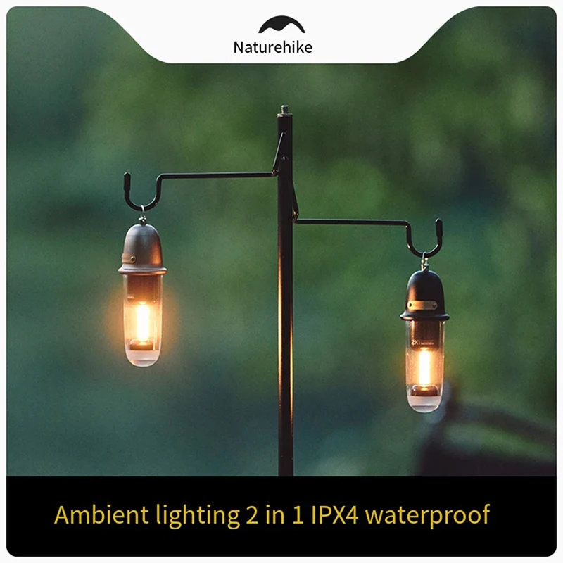 Naturehike Portable Light 2 in 1 Camping Lighting Charging Atmosphere Night Light Camping IPX4 Waterproof Ultralight Flashlight