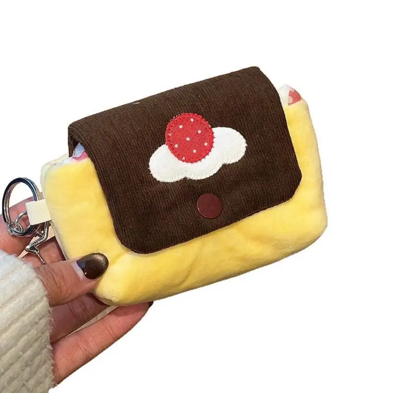 Multifunktionale kleine Tasche für Mädchen, niedliche Kirschpudding-Plüsch-Münzbörse, Mini-Cartoon-Handtasche für Karten, Kopfhörer und mehr. – Detail 5