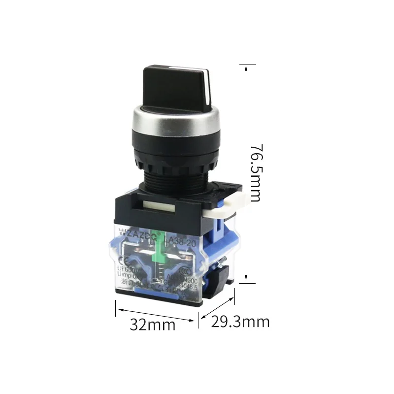 2 Gear LA38 Fixed Self-locking Knob Switch Yellow Bottom (Common Model) Blue Bottom (High Quality, Can Withstand High Current)