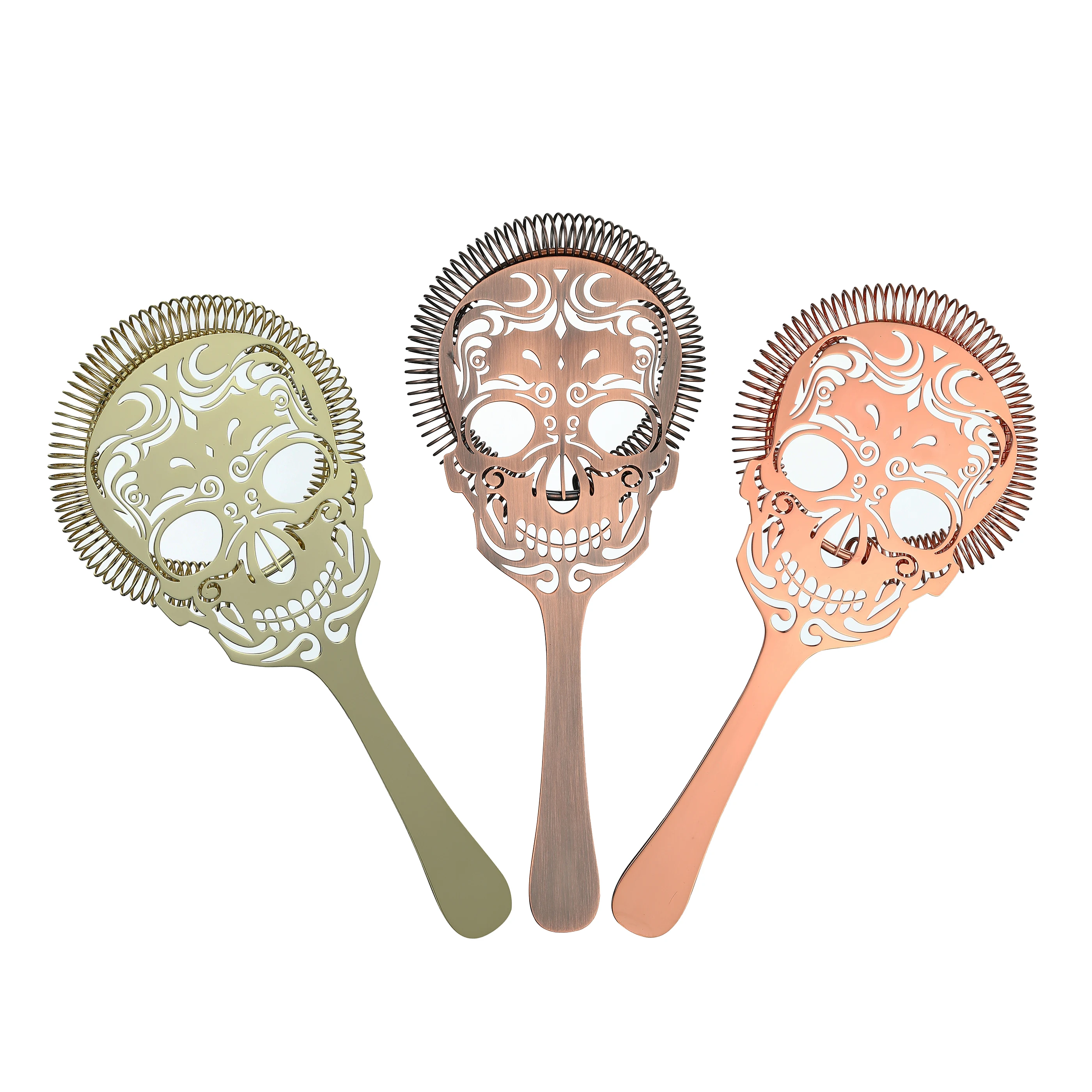 Cocktail Strainer Hawthorne Strainer with Skull Pattern Stainless Steel