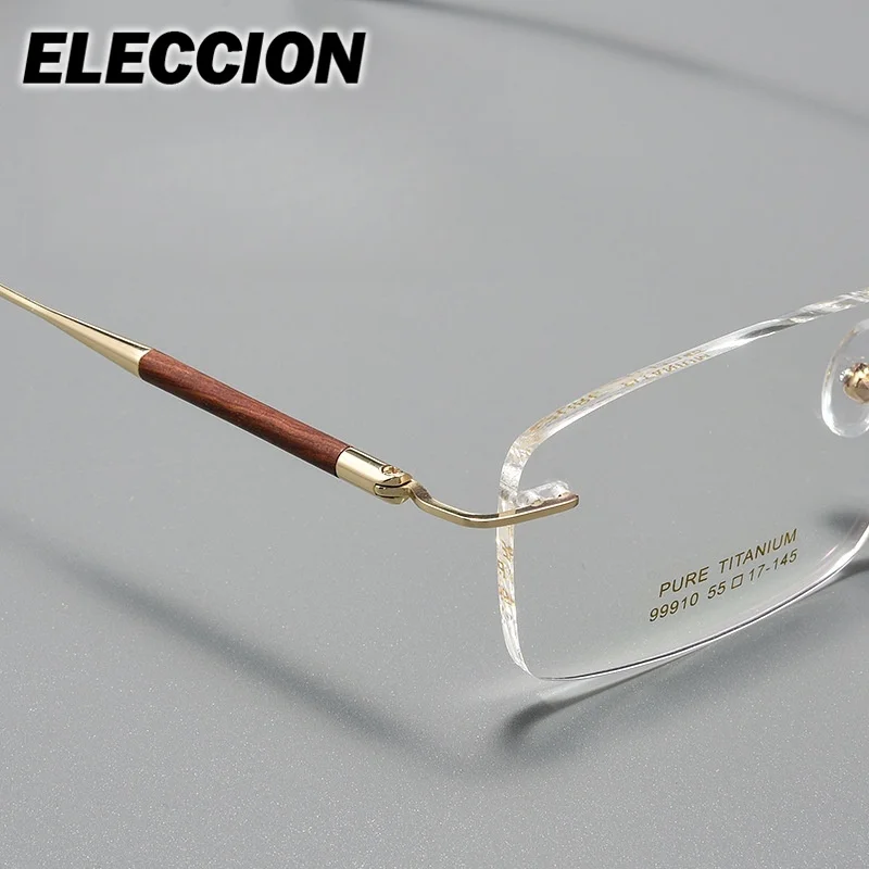 ELECCION Bril Anti Blue Ray Randloze Ultra Licht Luxe Vierkante Vrouwen Mannen Brillen Presbyopie Bijziendheid Brilmontuur