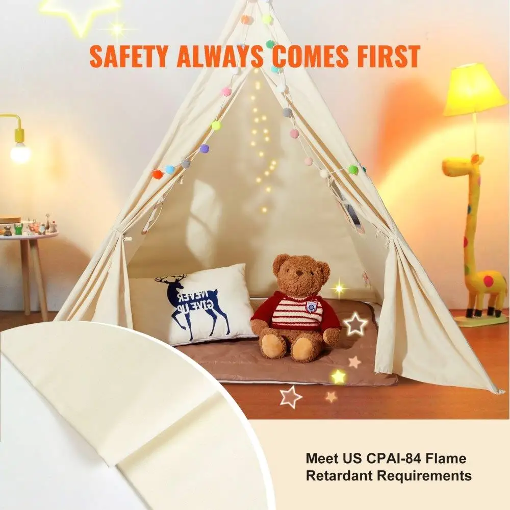 Tipi Zelt für Kleinkinder für Jungen & Mädchen Fenster Design für Indoor Outdoor bequeme Matte Plüsch Dekorationen beige