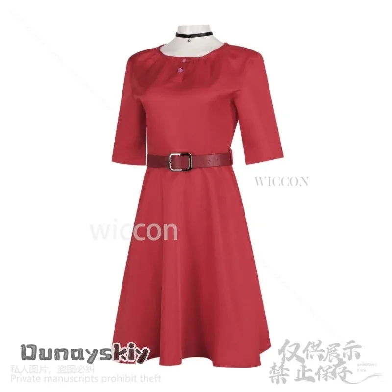 

a7d@New Anime WITCH WATCH Cosplay Wakatsuki Nico Costume Red Dress Belt Neck Kawaii Cute Jirai Kei Girls Japanese Lolita dress