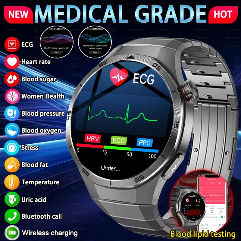 2025 neue Für Huawei Medizinische Grade Smart Uhr Männer EKG + PPG Blutdruck Blut Zucker Tester HD