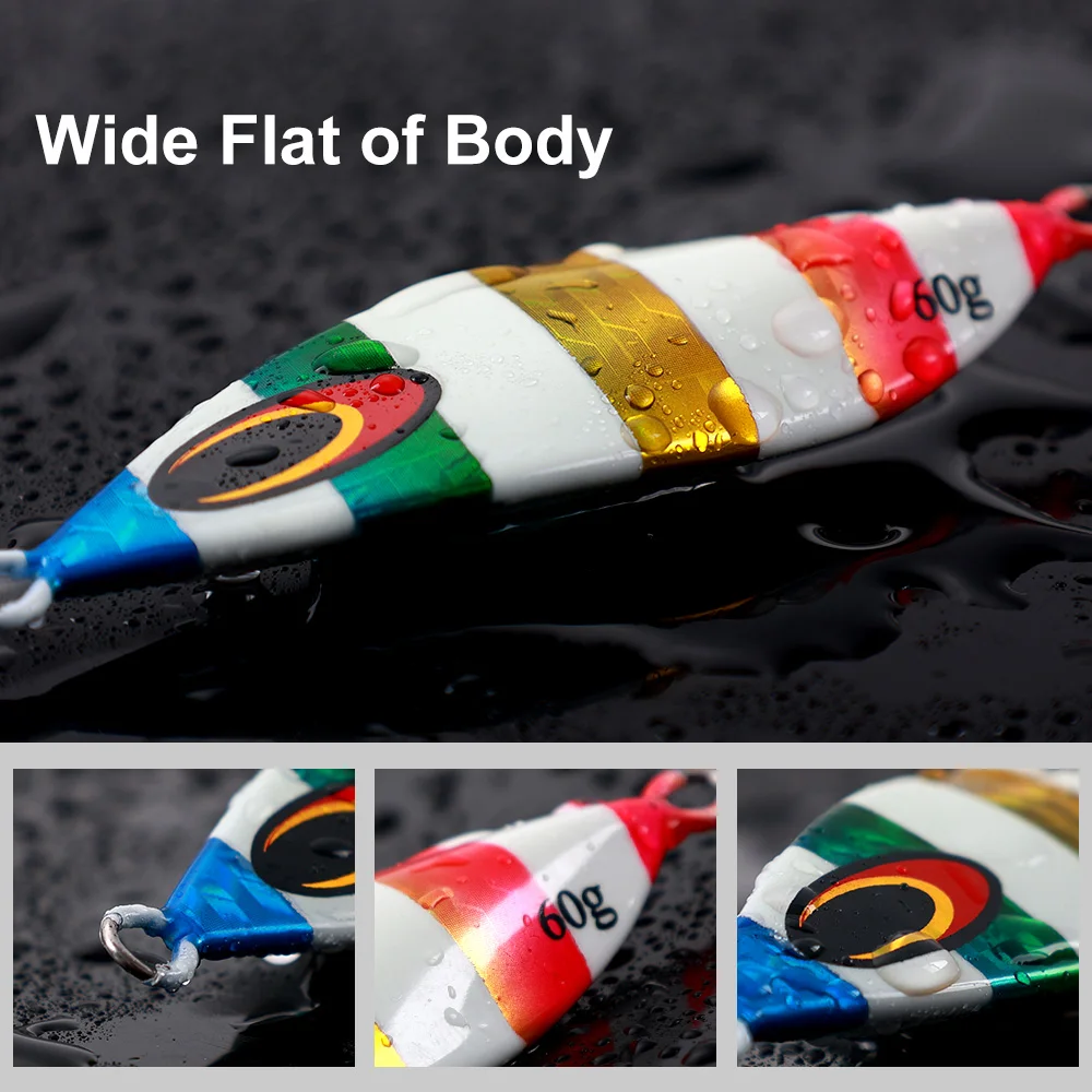 CASTFUN Slow Jigging Lure 40g 60g Swing Jig Inshore Fishing Jigs Fish Artificial Bait Lure Metal Jig
