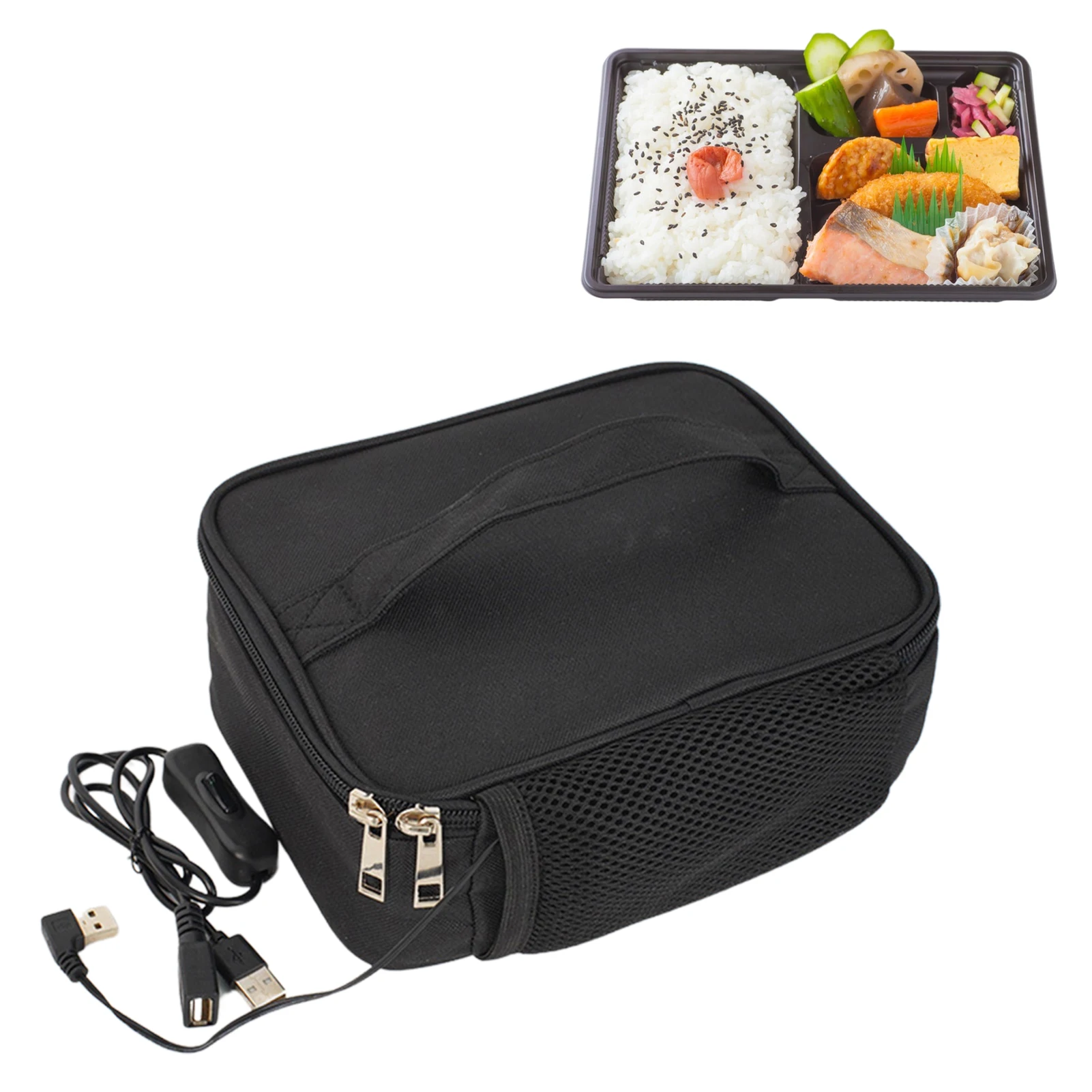 USB Electric Heating Lunch Bag Food Heater Warmer Container Packet Waterproof Portable Electric Lunch Box For Car Travel Camping