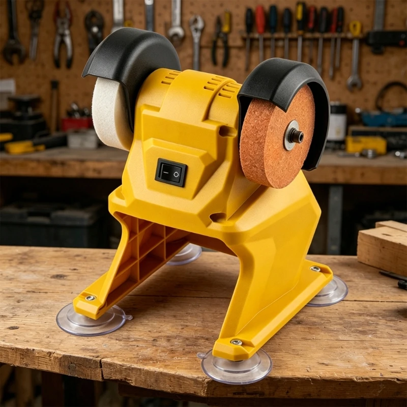 Cordless Grinder With Double Grinding Wheel For Metal DIY Compatible for 21V Battery Platform Suction Base D2RD