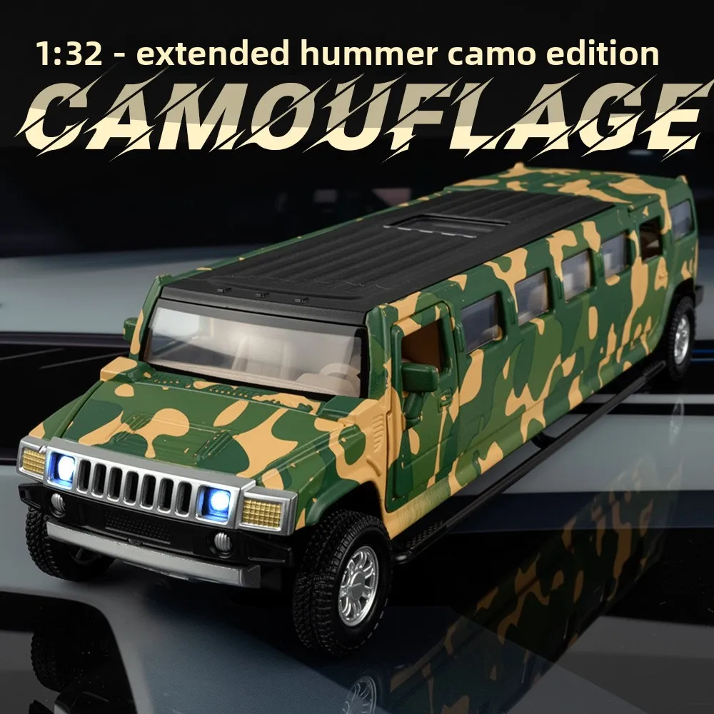 1:32 Extended Hanma Military Camouflage Alloy Car Model Ornament Toy Diecast Alloy Car Model Collectible