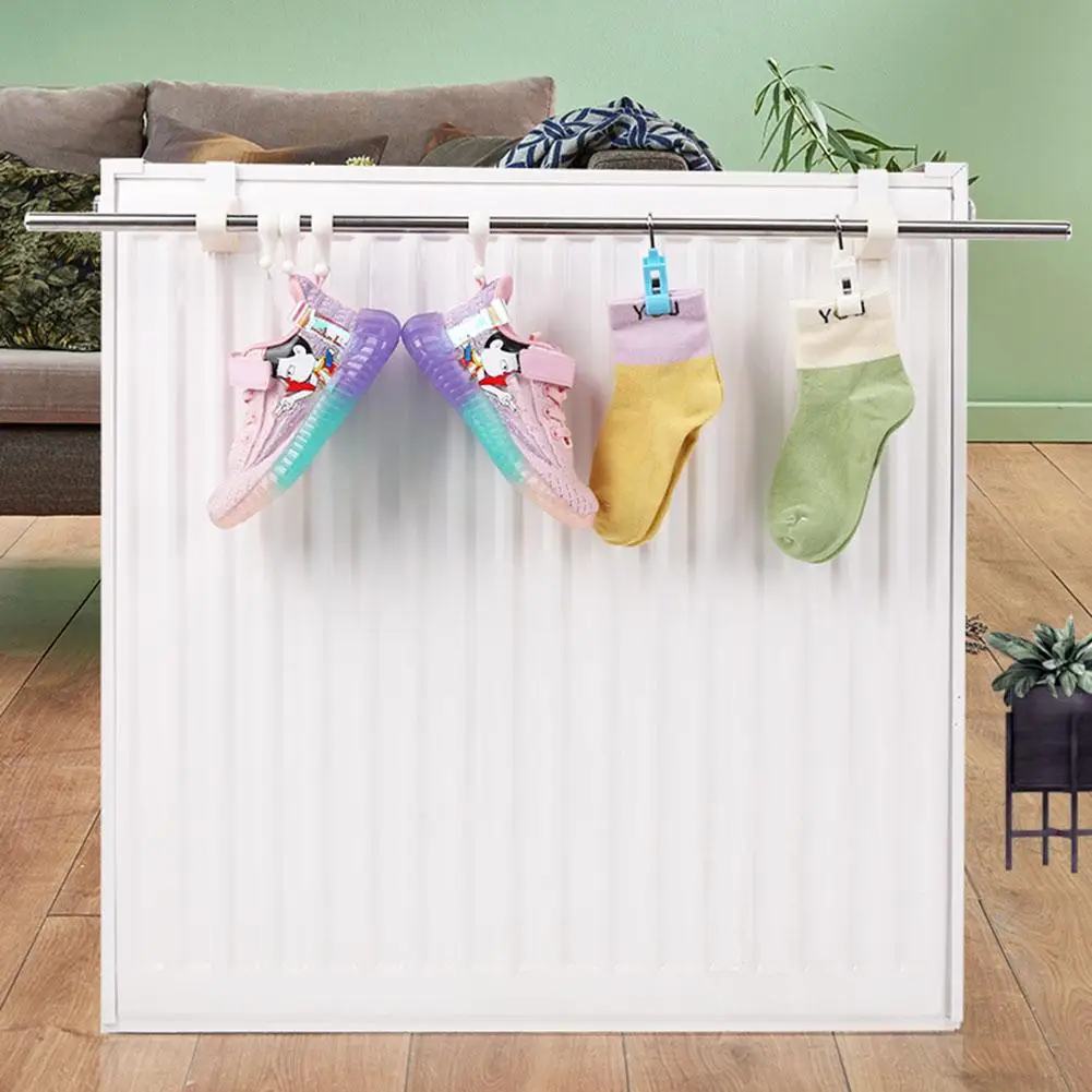 Radiator Clothes Drying Rack for Air Drying Towels and Shoes Space Saving Design with Hooks for Home Organization