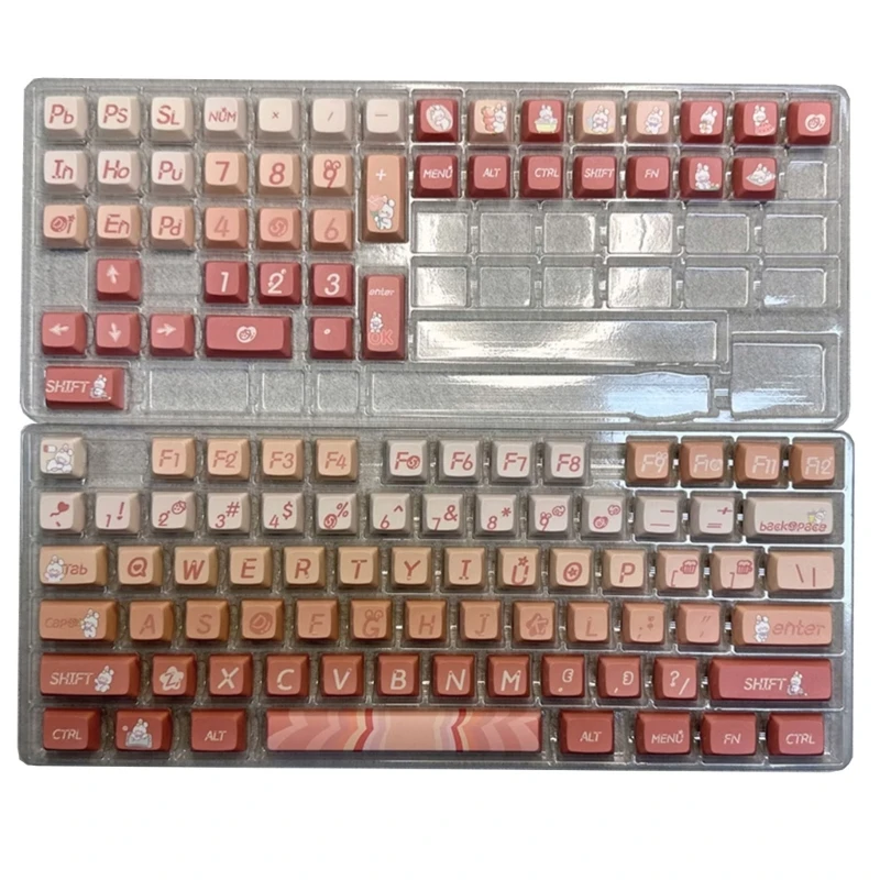 Farbige Tastenkappen mit Tiermotiv, 120 Tasten, XDA-Höhe, PBT-Tastenkappen, sublimiert, mechanisch