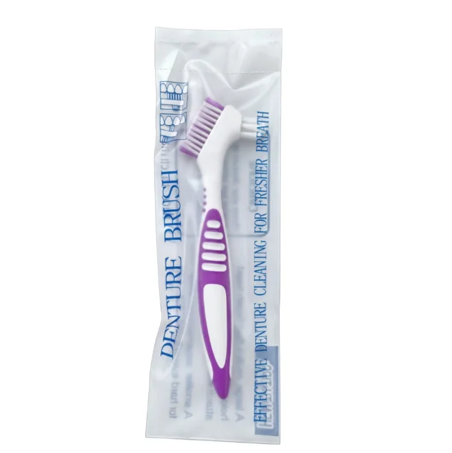 Dual-Ended Denture Cleaning Brush, Orthodontic Appliance Brush with Large & Small Brush Heads for Denture and Retainer Oral Care