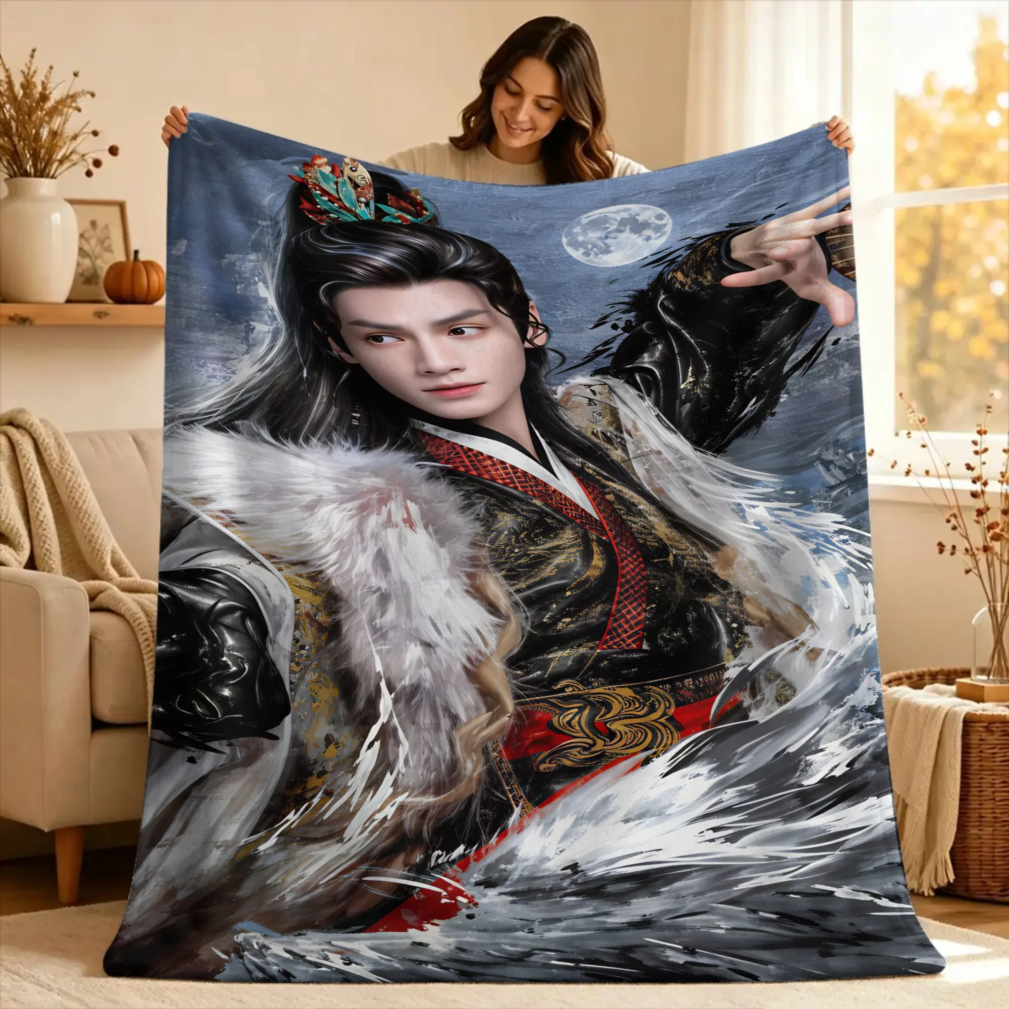 Leo Luo Yunxi Bai Lu  Blankets Quality Warm Soft  Throw Blanket Winter Decorative Living Room Funny Bedspread